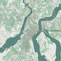 AI generated illustration of a cityscape with roads and winding rivers and town area