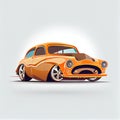 AI-generated illustration of a classic orange car isolated on the white background Royalty Free Stock Photo