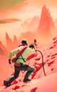 AI generated illustration of a climber with mountains rocks Royalty Free Stock Photo