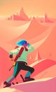 AI generated illustration of a climber with mountains rocks Royalty Free Stock Photo