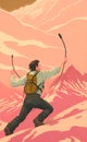 AI generated illustration of a climber with mountains rocks Royalty Free Stock Photo