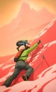 AI generated illustration of a climber with mountains rocks Royalty Free Stock Photo