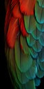 AI generated illustration of a close-up of a brilliantly colored parrot wing Royalty Free Stock Photo