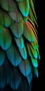 AI generated illustration of a close-up of a brilliantly colored parrot wing Royalty Free Stock Photo