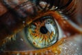 a closeup of a brown eye with a small tear on the iris Royalty Free Stock Photo