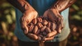AI generated illustration of a close-up of hands cupping a pile of freshly harvested peanuts