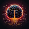 AI generated illustration of a close-up image of a human brain glowing in the light Royalty Free Stock Photo