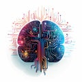 AI generated illustration of a close-up image of a human brain glowing in the light Royalty Free Stock Photo