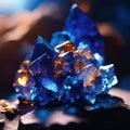 a cluster of crystal on top of a rock covered in blue and yellow crystals Royalty Free Stock Photo