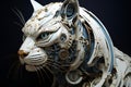 the cat is made from all white pieces and has gears on it Royalty Free Stock Photo