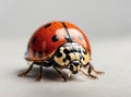 AI generated illustration of a close-up of a ladybug with distinctive spots on its body and wings