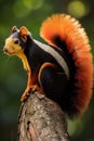 AI generated illustration of close-up of a Malabar giant squirrel on a tree Royalty Free Stock Photo