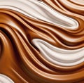 AI generated illustration of a close-up of melted chocolate in a pattern of swirls on a flat surface