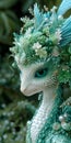 AI generated illustration of Close-up of a mythical creature covered in green scales