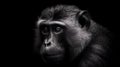 AI generated illustration of a close-up portrait of a black monkey against a dark background Royalty Free Stock Photo