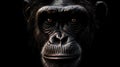 AI generated illustration of a close-up portrait of a black monkey against a dark background Royalty Free Stock Photo