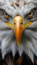 AI generated illustration of Close-up portrait of an eagle gazing intently into the camera lens