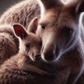 Kangaroo Close-Up Portrait, AI generated Illustration