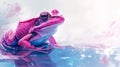 AI generated illustration of A close-up shot of a small pink frog sitting on the ground Royalty Free Stock Photo