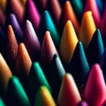 AI generated illustration of A close-up of a vibrant, multicolored collection of crayons Royalty Free Stock Photo