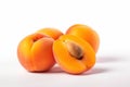 AI generated illustration of a closeup of apricots on a white surface