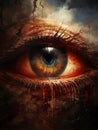 AI generated illustration of a closeup of a bloodshot human eye Royalty Free Stock Photo