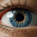AI generated illustration of a closeup of a blue human eye Royalty Free Stock Photo