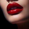 AI generated illustration of a closeup of red lips of a woman