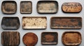 AI generated illustration of a collection of brown-colored finish wooden plates