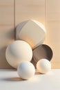 AI generated illustration of a collection of ceramic balls on a beige background