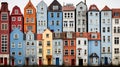 AI generated illustration of a collection of diverse colored waterfront houses