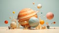 AI generated illustration of a collection of planets, Royalty Free Stock Photo