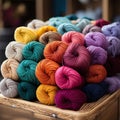 AI-generated illustration of a collection of rolled bundles of colorful yarn Royalty Free Stock Photo