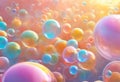 AI generated illustration of a collection of vibrant bubbles suspended in mid-air