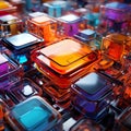 AI generated illustration of colorful abstract computer boards Royalty Free Stock Photo