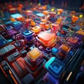 AI generated illustration of colorful abstract computer boards Royalty Free Stock Photo