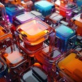 AI generated illustration of colorful abstract computer boards Royalty Free Stock Photo