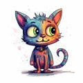 Cartoon colorful innocent cat