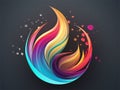 AI generated illustration of a colorful fireball on a dark background