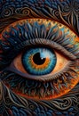AI generated  illustration of colorful human eye in closeup Royalty Free Stock Photo