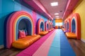 AI generated illustration of a colorful playroom arranged in an inviting manner