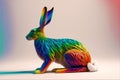 AI generated illustration of a colorful rabbit