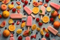 AI generated illustration of a colorful and refreshing array of ice pops