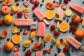 AI generated illustration of a colorful and refreshing array of ice pops Royalty Free Stock Photo