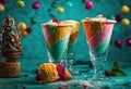 AI generated illustration of a colorful selection of desserts in glass containers Royalty Free Stock Photo