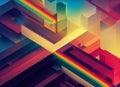 AI generated illustration of colorful technical background with abstract geometric shapes