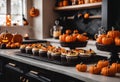 AI generated illustration of a colourful array of Halloween-themed cupcakes Royalty Free Stock Photo
