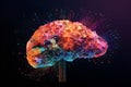 AI generated illustration of a conceptual image of a human brain composed of dots and lines Royalty Free Stock Photo