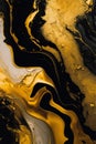 AI generated illustration of a creative abstract painting featuring black, gold and white Royalty Free Stock Photo