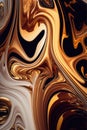 AI generated illustration of a creative abstract painting featuring black, gold and white fluid Royalty Free Stock Photo